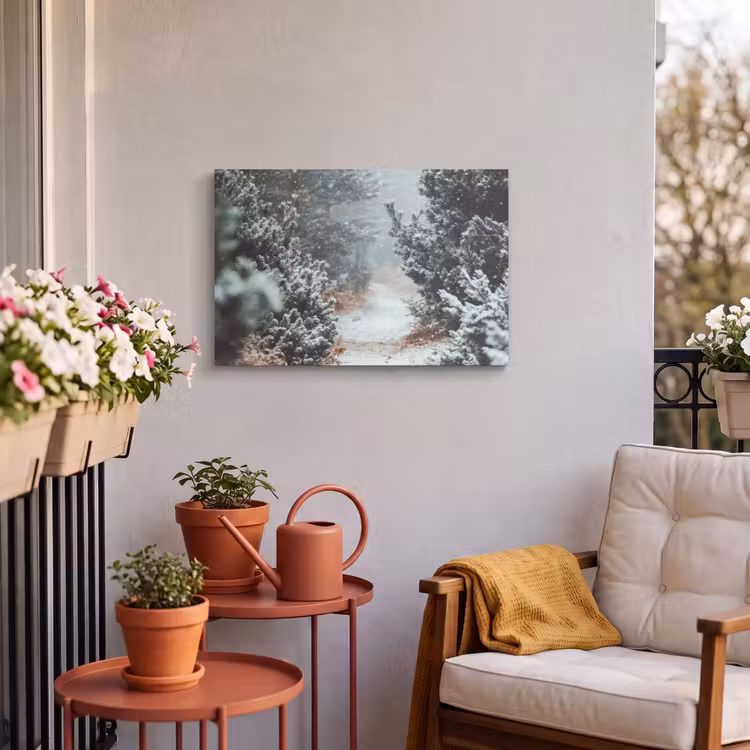 Buiten canvas - Bos - Winter - Bomen - Natuur - Pad - Sneeuw — 3