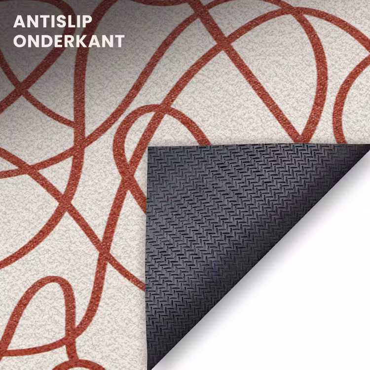 Deurmat - Lijnen - Abstract - Rood - Beige — 6