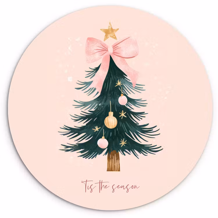 Muurcirkel - Christmas Season - Kerst - Kerstboom - Roze — 1
