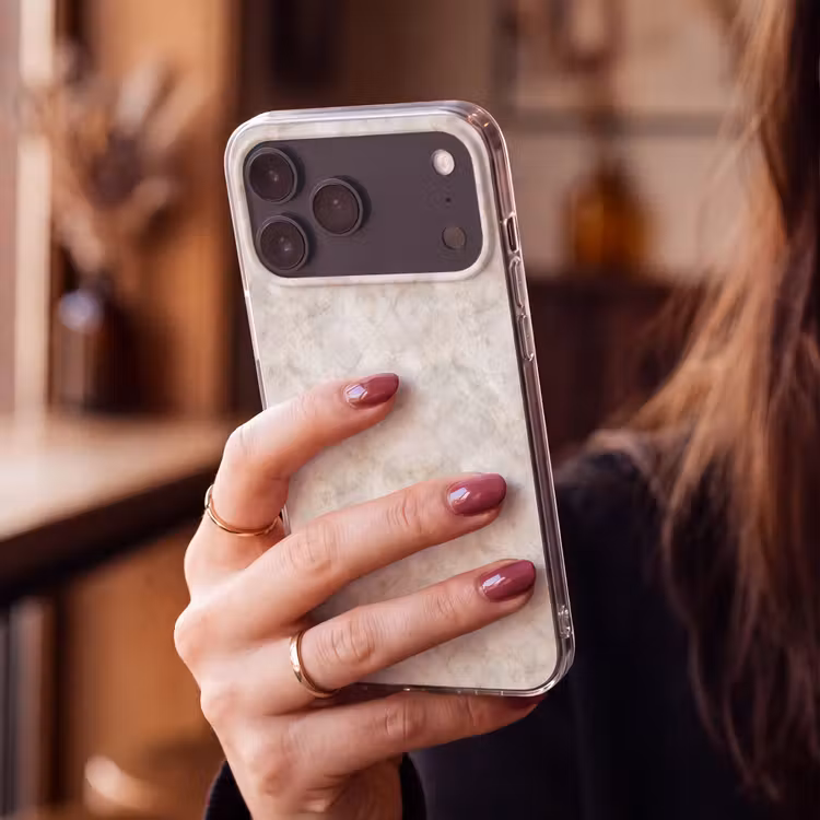 Telefoonhoesje - Lichtbeige - Goudbruine Nerven - Marmer — 2