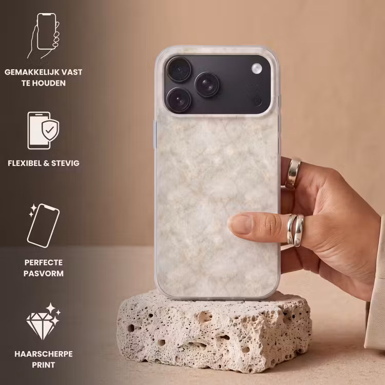 Telefoonhoesje - Lichtbeige - Goudbruine Nerven - Marmer — 4