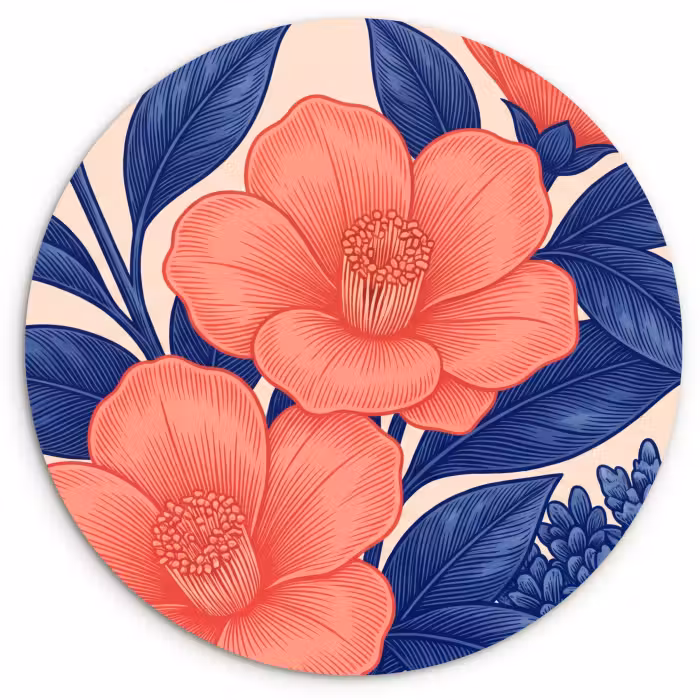 Wandcirkel - Glas - Bloemen - Bladeren - Botanisch