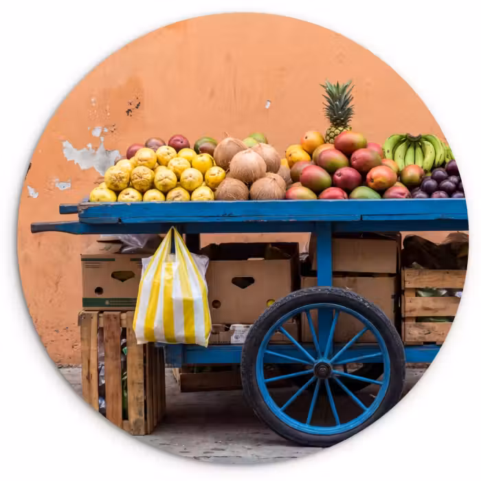 Wandcirkel - Glas - Fruit - Kar - Straat