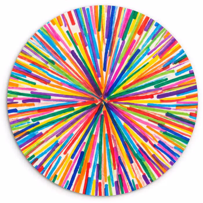 Wandcirkel - Glas - Lijnen - Kleurrijk - Abstract