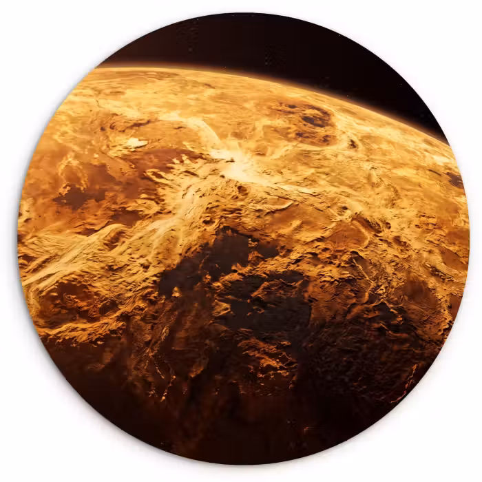 Wandcirkel - Glas - Planeet - Ruimte - Oranje