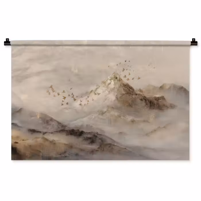 Wandkleed - Berglandschap - Mist  - Penseelstreken