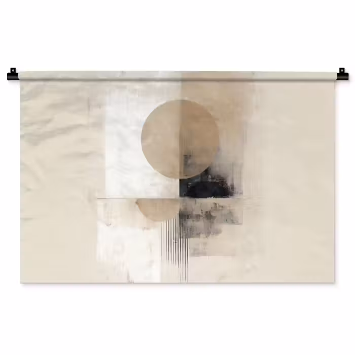 Wandkleed - Cirkel - Compositie - Diepte - Beige