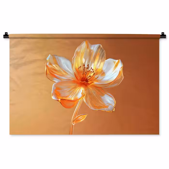 Wandkleed - Glazen - Bloem - Oranje