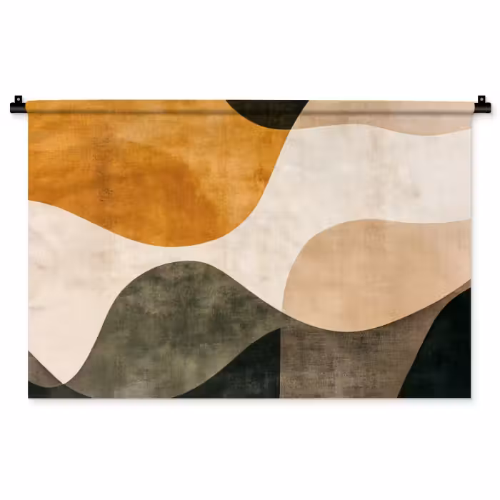 Wandkleed - Vormen - Okergeel - Abstract